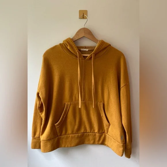 FP Movement | Small Mustard Yellow Oversized Work It Out Hoodie Kangaroo Pocket - Picture 2 of 6